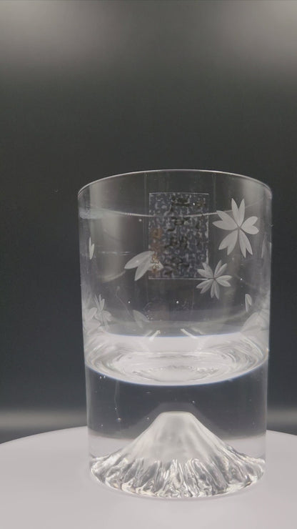 Tajima Glass Sakura Kiriko Mount Fuji Glass - Clear colour