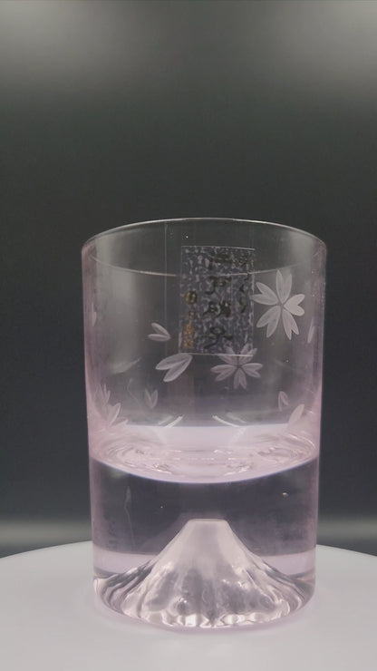 Tajima Glass Sakura Kiriko Mount Fuji Glass - Pink colour